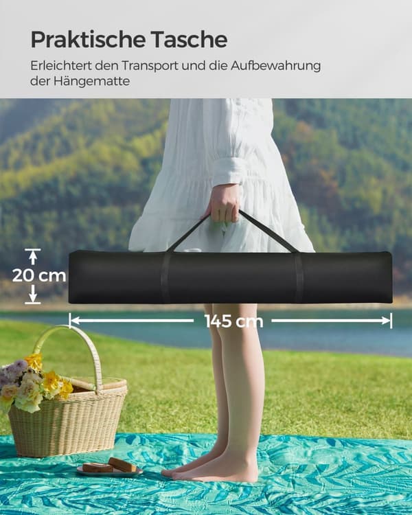 Rootz-riippumatto jalustalla - Swing Bed - Riipputuoli - Teräsrunko - Polyesterimateriaali - 400cm x 100cm x 90cm