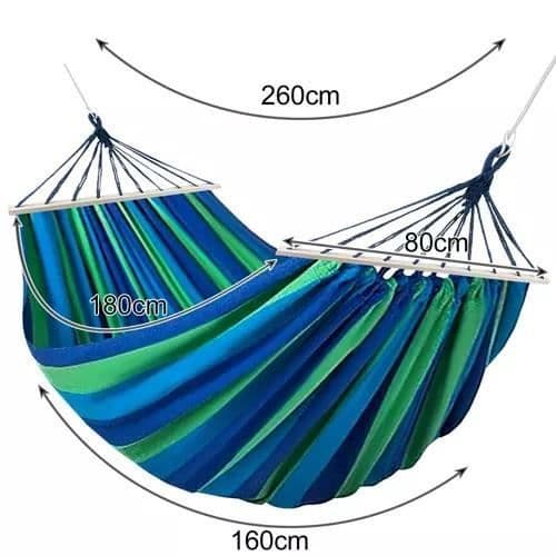 Trädgårdshängmatta - Ej specificerad - 260x160cm - 2 personer - Bomull och polyester - Blå
