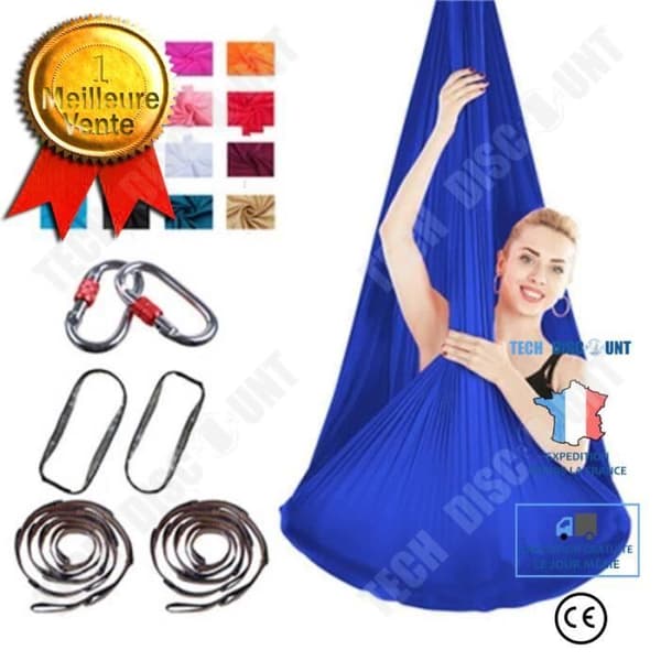 TD® yogahängmatta Elastic Aerial Yoga Hammock, No-tie Indoor Silk Anti-Gravity Yoga, inklusive loop och rep