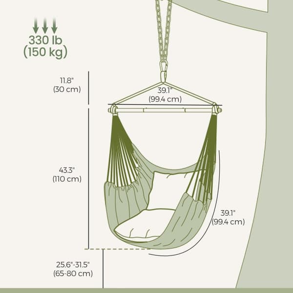 Hængende stolhængende sving med 2 puder, Boho-stil