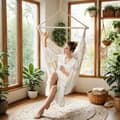 Pikkukuva 1 / 5: Ripusta tuoli-roikkuva keinu 2 tyynyt, boho-tyyli