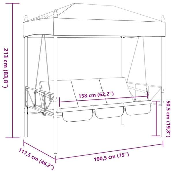 Hammock med tak sandvit stål