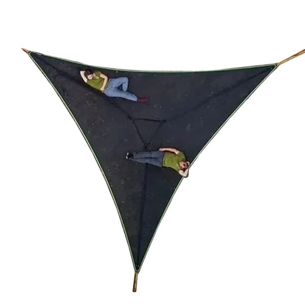 Udendørs Camping Trekants-Hængekøje, Multi-Personers Design, Lærredsmateriale,4X4X4M Sort