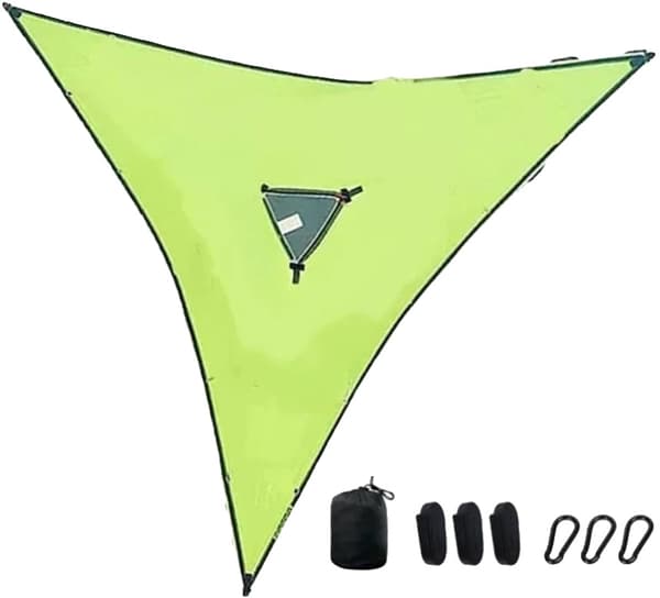 Udendørs Camping Trekants-Hængekøje, Multi-Personers Design, Lærredsmateriale,4X4X4M Grøn