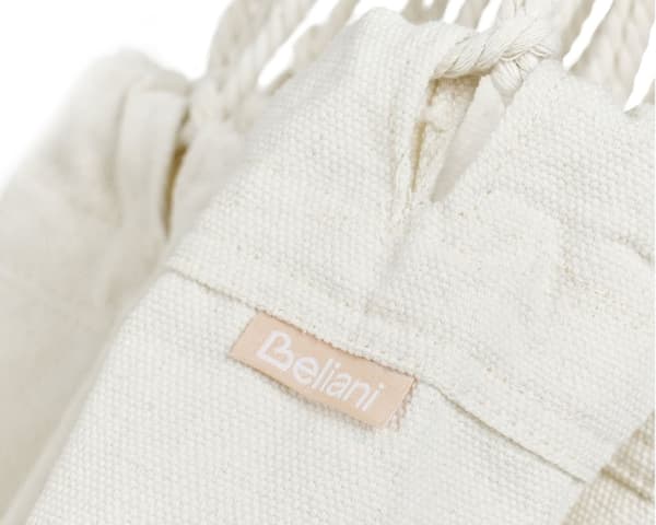 Hengekøye i Beige med Lyseblå Bomull og Polyester Svingesete Innendørs Utendørs Boho Style