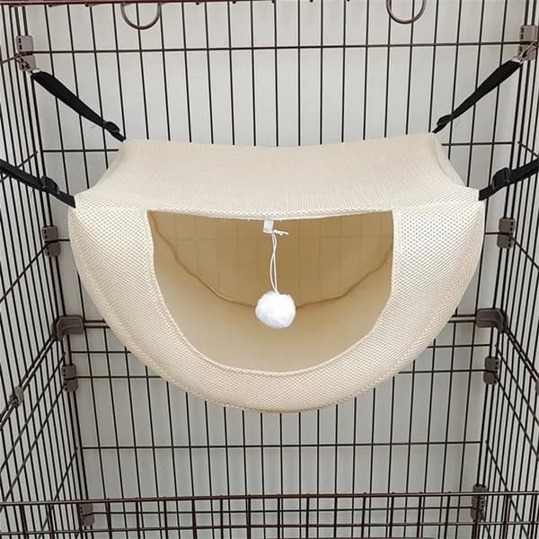 Kissanhäkki, Hengittävä Verkko, Helppo Puhdistaa,M 47x38x28cm, Beige