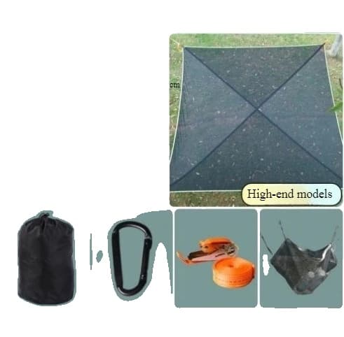 Ulkona käytettävä nelikulmainen riippumatto, tilava 4m x 4m koko, korkea kantokyky 300kg,Musta-3M-korkealaatuinen