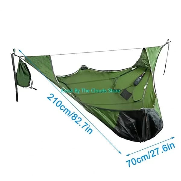 Campinghängmatta, flermansdesign, hållbart nylonmaterial,grön