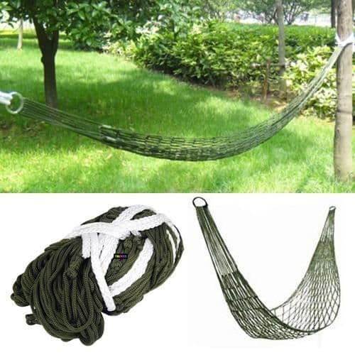 TRIXES Army green mini nylon hängmatta för camping eller trädgård