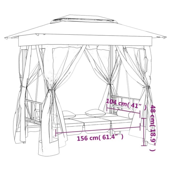 Paviljong med hammock grön tyg&stål