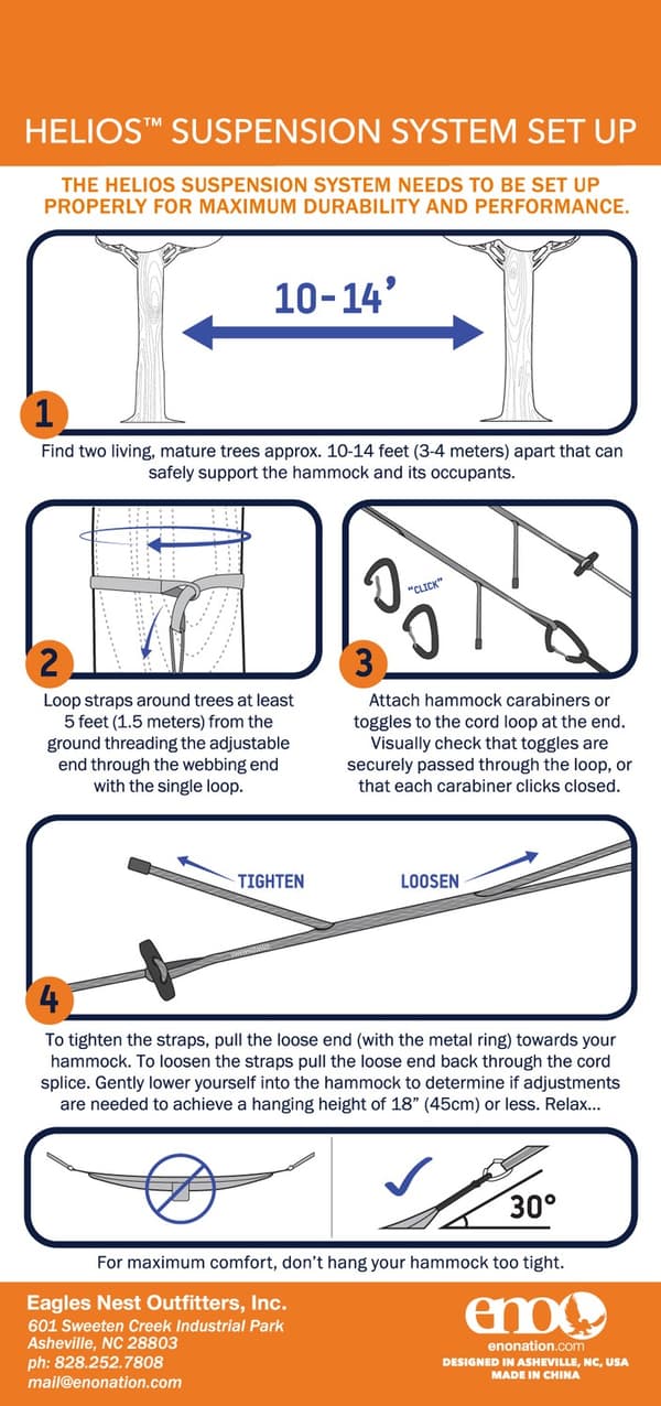 ENO HELIOS SUSPENSION SYSTEM, Eno ultralätt upphängningkit hängmatta