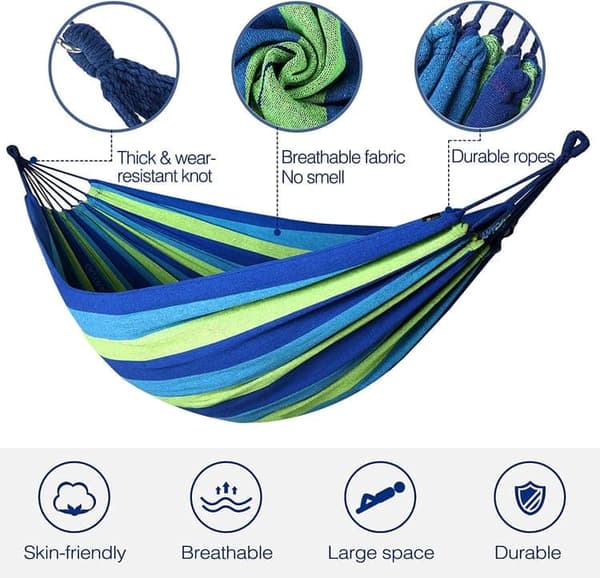 Lollanda Hängmatta 260x80cm – Portabel Hammock, Camping, Trädgård