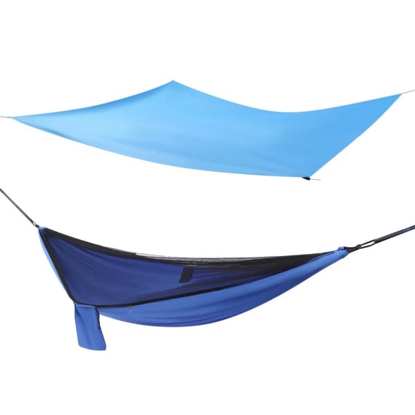 Camping Hængekøje, Vandtæt Tarp, Myggebeskyttelse, Dobbelt Lynlås Design,Blå