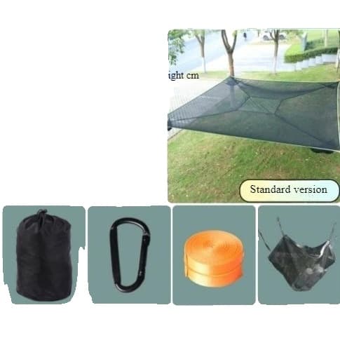 Utomhus Fyrhörnshängmatta, Rymlig 4m x 4m Storlek, Hög Belastning 300kg,Svart-4M-standard