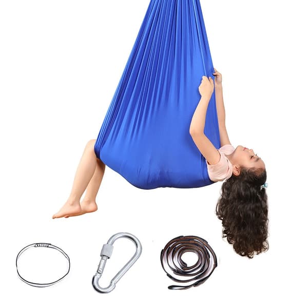 OBOSOE Royal Blue Stretch Hammock – Børnehængekøje til indendørs og udendørs, vaskbar yogagynge