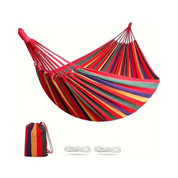 Lyxig Hängmatta - Röd Randig Camping Hängmatta