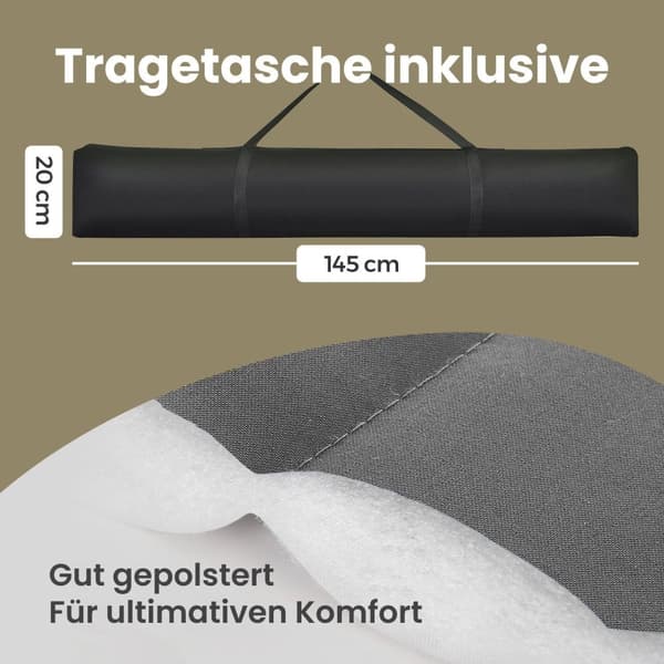 Rootz hängande matta med metallram - hängmatta - fjädrande design - stöder 200 kg - 400 x 100 x 90 cm - grå/svart