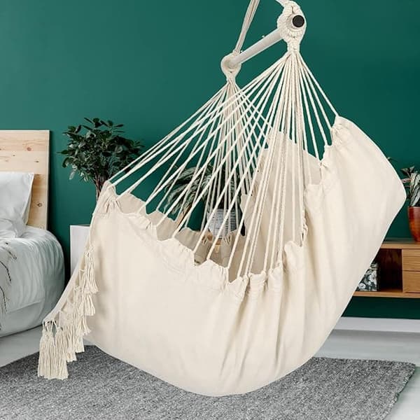 Hängstol / Hammock med Fullset av Hårdvara – 100 x 130 cm med Kuddar och Sittdyna –  Upp till 180 kg