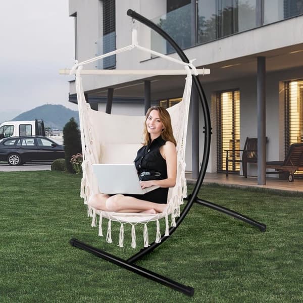 Hängstol / Hammock med Fullset av Hårdvara – 100 x 130 cm med Kuddar och Sittdyna –  Upp till 180 kg