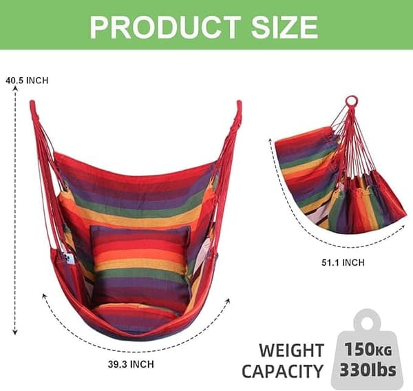 Hängstol 100 x 130 cm med Kuddar och Sittdyna  – Upp till 150 kg
