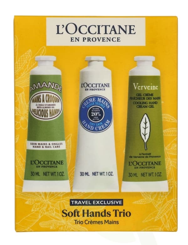 L'Occitane Soft Hands Trio Set 90 ml Almond Delicious 30ml / Shea Butter 30ml / Verveine Cooling 30ml