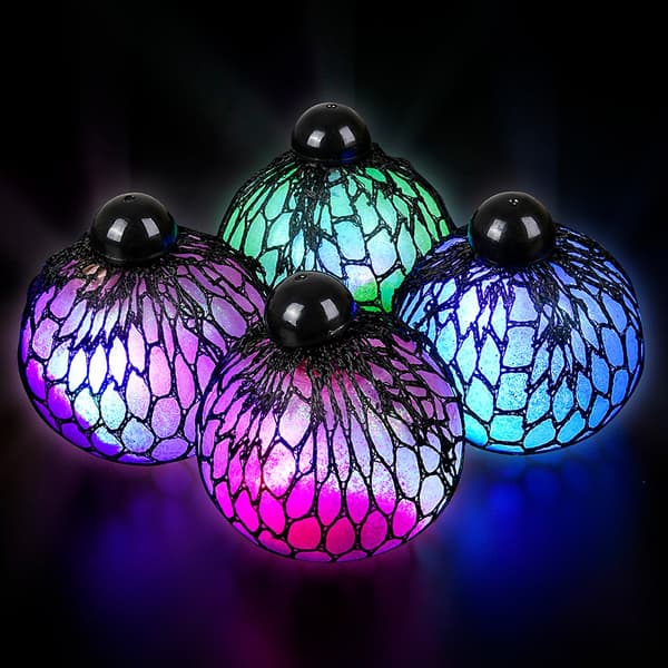 Stressball Lysende / Klemmeball i Nett – Glitter