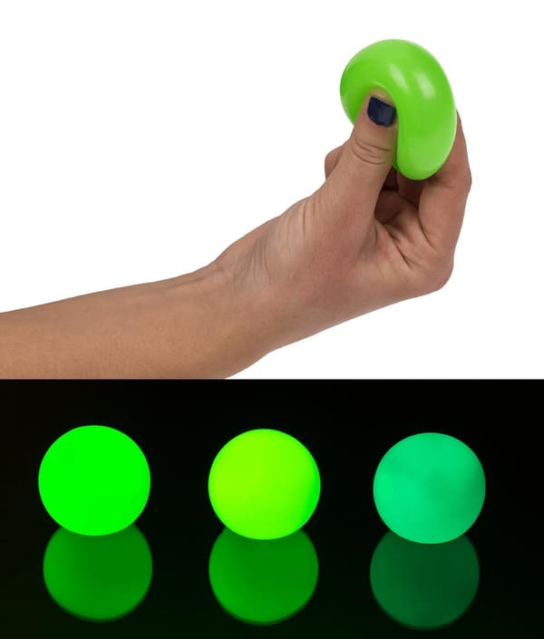 3-Pack - Självlysande Klämbollar / Stressbollar - 4 cm