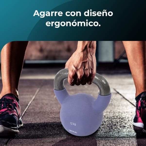 Cecotec Neoprene coated kettlebell. 10 kg. Cast iron. Ergonomic handle. Aesthetic design and easy to clean.