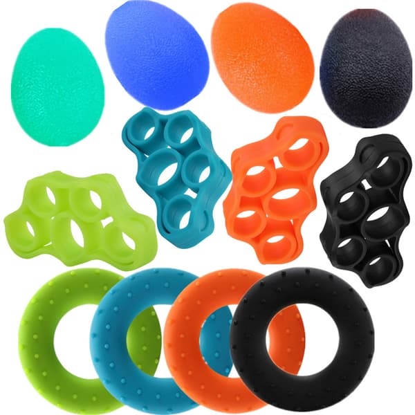 INF Finger Gripper Resistance Bands Silikone Hand Exerciser Grip Ring Grip Ball 12-pack
