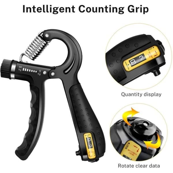 Handgreppsförstärkare, 6 delar handmuskeltränare med räkning, 5-60 kg justerbart motstånd, handgripare, fingertränare