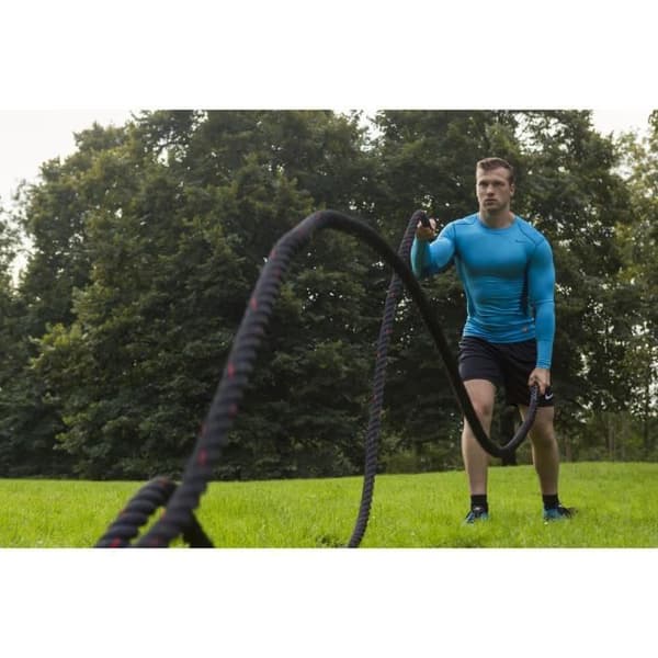 TUNTURI böljande styrketräningsrep - Battle rope crossfit 15m svart polyester