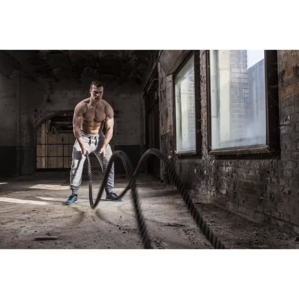 TUNTURI böljande styrketräningsrep - Battle rope crossfit 15m svart polyester