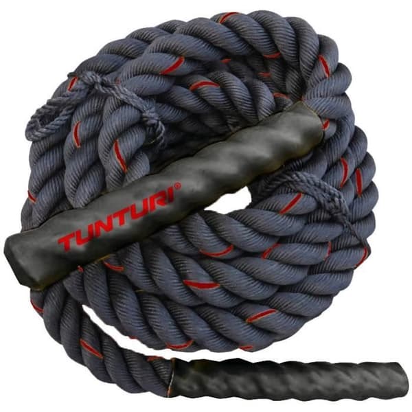 TUNTURI böljande styrketräningsrep - Battle rope crossfit 15m svart polyester