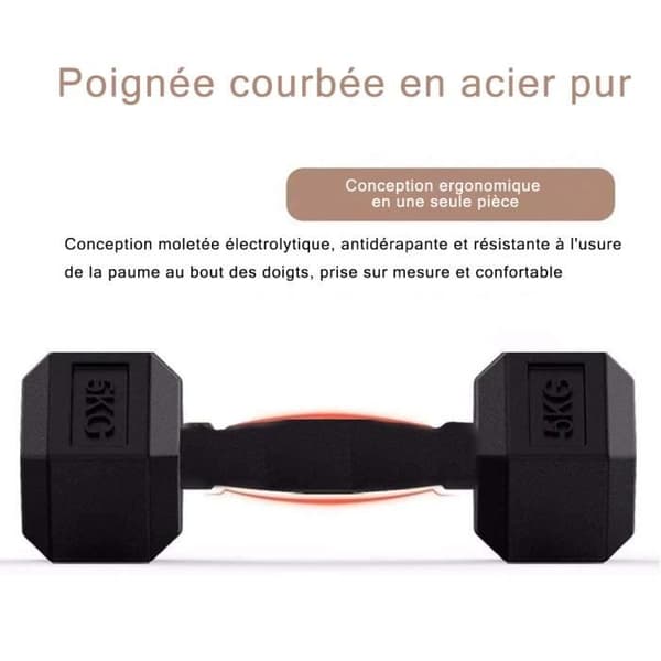 TD® 2st 5 kg Hex Hantel Hantel Armtränare för män Hem Fitness Utrustning Tyngdlyftning