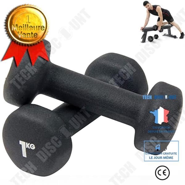 hantlar bodybuilding 2 * 1kg arm sport bodybuilding gummi fitness kvinna man sexkantiga vikter utrustning muskler färg svart