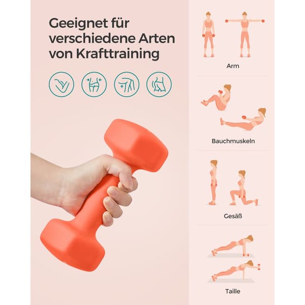 Hantlar, SONGMICS 18 2-delat set hantlar korta gymnastikhantlar i vinyl 2 x 1,5 kg SYL63OG, Orange
