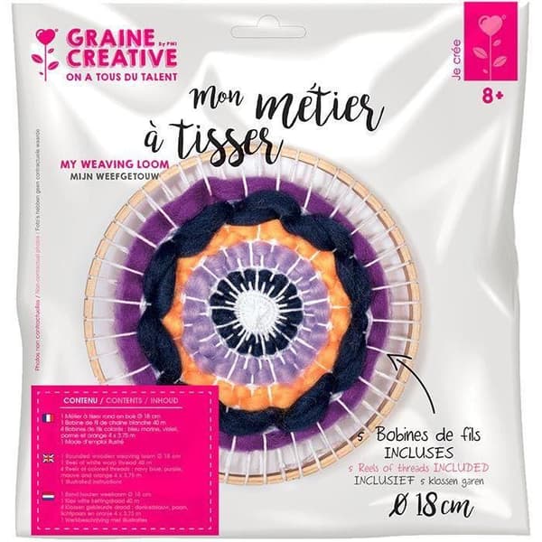 Liten lila rund vävstol - Graines Creatives - Blandat