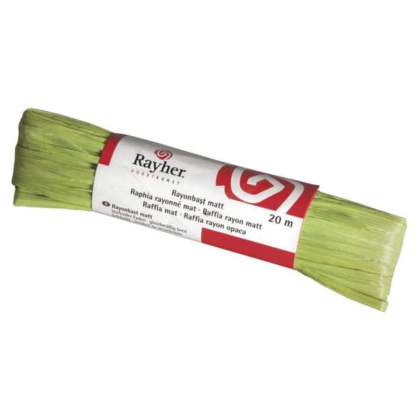 Rayoned Raffia - RAYHER - Ljusgrön - 20 meter nystan - Huvudfärg: Grön