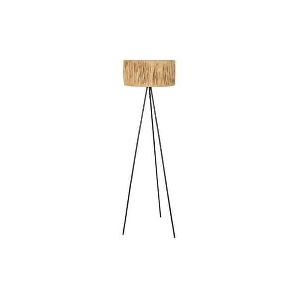golvlampa svart brun metall kolonial rotting raffia (56 x 46 x 140 cm)