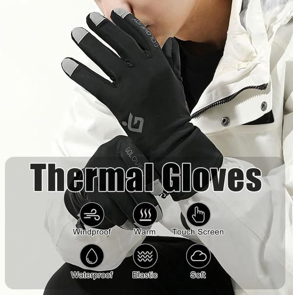 Män Winter Screen Handskar Anti-Slip Fleece Thermal Sport Handskar Black X-Large