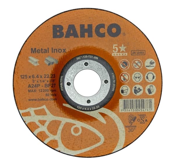 Slipskiva A30S INOX+Fe T42 125x6,4x22,23mm