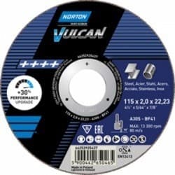 5 tuotteen paketti. Leikkuulevy Norton Vulcan 41-230x2,0x22,23 A30S
