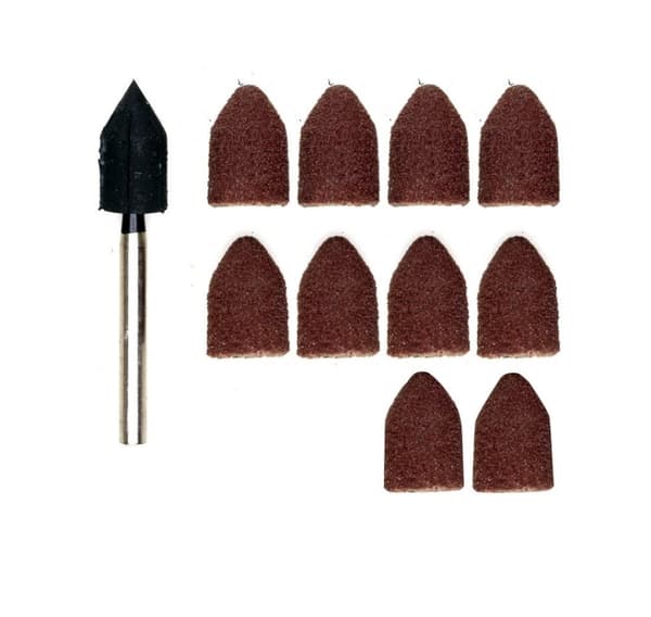 Slipvalshållare med 10 slipvalsar Ø 9 mm, 5 styck kornstorlek 80 + 150