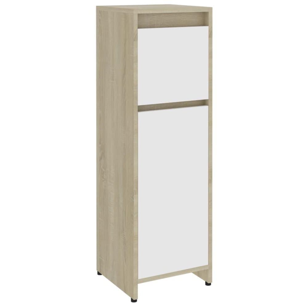 vidaXL Baderomsskap hvit og sonoma eik 30x30x95 cm sponplate