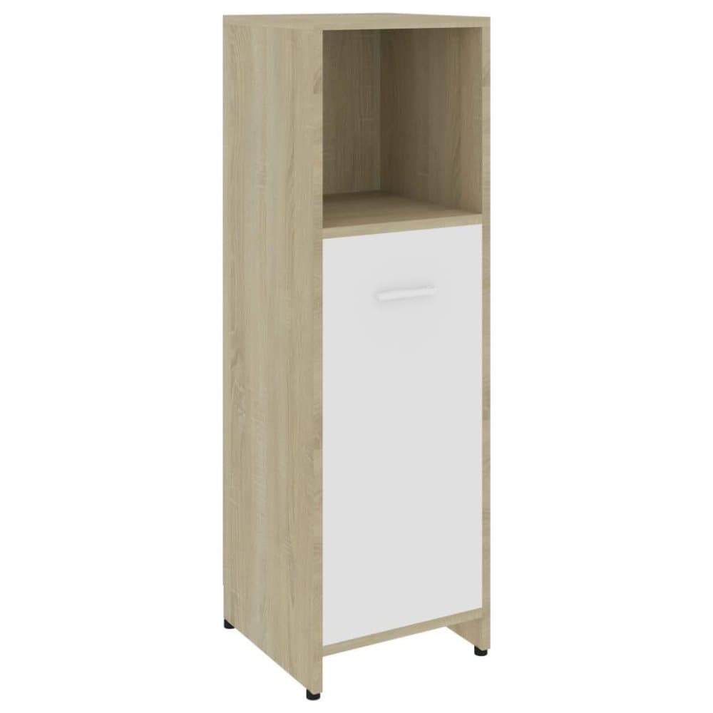 vidaXL Baderomsskap hvit og sonoma eik 30x30x95 cm sponplate