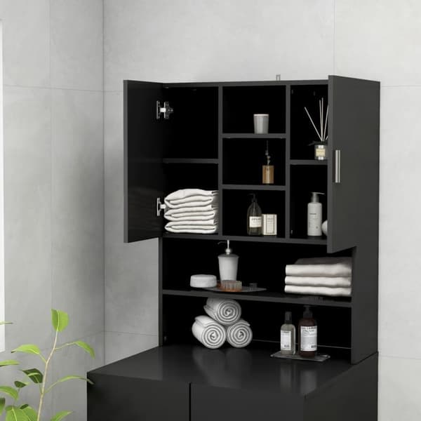 vidaXL vaskemaskineskab 70,5x25,5x90 cm sort