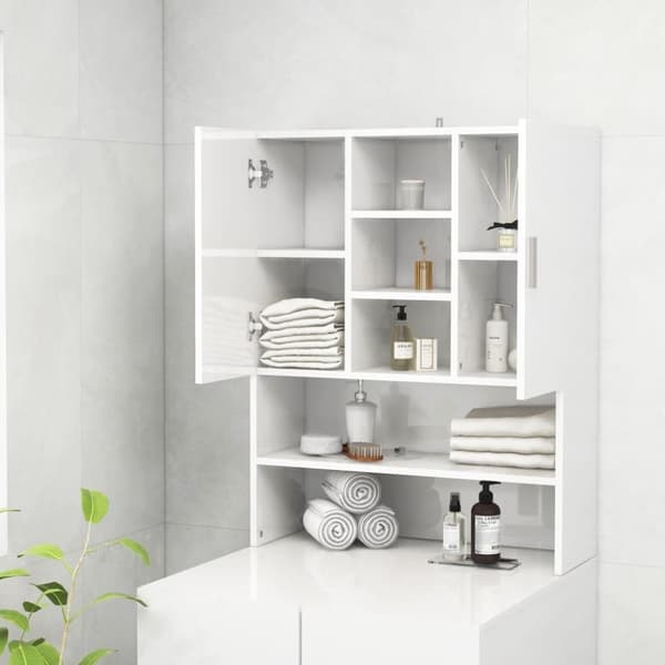 vidaXL vaskemaskineskab 70,5x25,5x90 cm hvid højglans