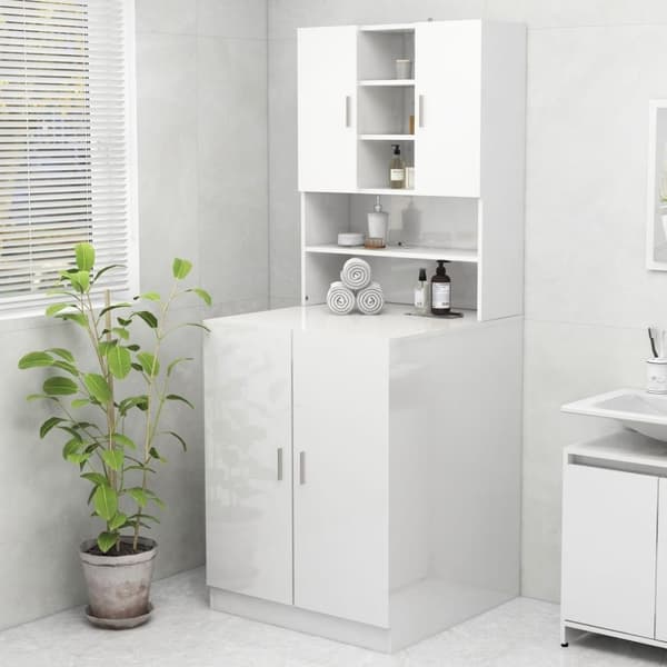 vidaXL vaskemaskineskab 70,5x25,5x90 cm hvid højglans