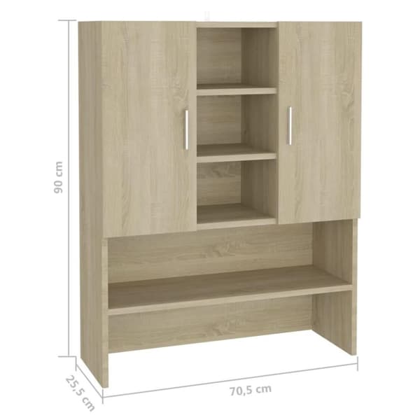 vidaXL vaskemaskineskab 70,5x25,5x90 cm sonoma-eg