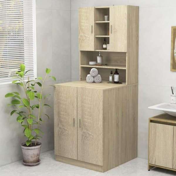 vidaXL vaskemaskineskab 70,5x25,5x90 cm sonoma-eg